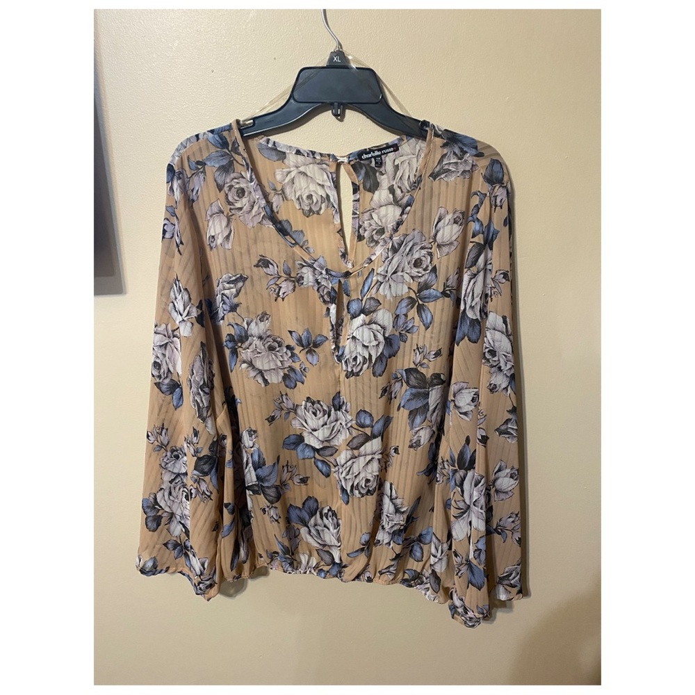 3X Floral Sheer Blouse